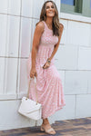 Pink Leopard Print Pocketed Sleeveless Maxi Dress-Dresses-MomFashion