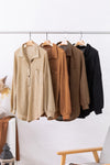 Khaki Waffle Knit Button Up Casual Shirt-Tops-MomFashion