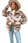 Multicolor Aztec Print Button Up Long Sleeve Jacket-Outerwear-MomFashion