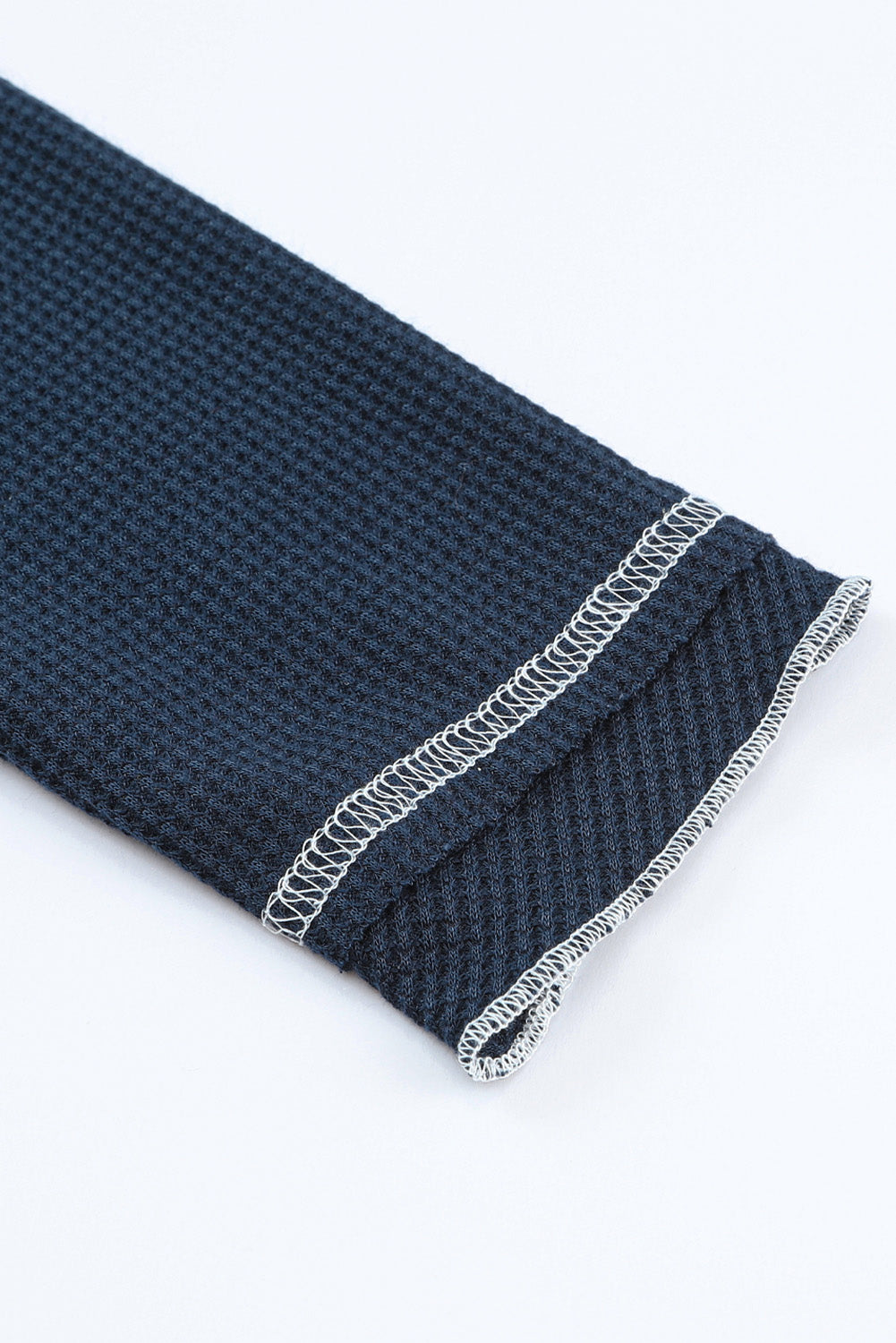 Blue Textured Round Neck Long Sleeve Top-Tops-MomFashion