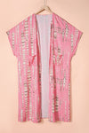 Pink Bohemian Tie Dye Oversize Long Kimono-Outerwear-MomFashion