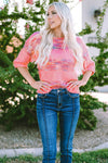 Rose Colorful Stripes 3/4 Sleeve Loose Sweater-Tops-MomFashion