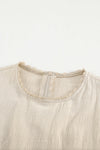 Billowed Sleeve Crew Neck Blouse-Tops-MomFashion