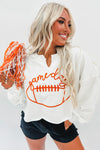 Bright White Game Day Lettering Rugby Notched Neck Sweatshirt-Tops-MomFashion