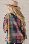 Multicolor Brushed Checked Western Buttoned Jacket-Outerwear-MomFashion