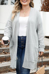 Thermal Knit Pocketed Plus Size Cardigan-Plus Size-MomFashion