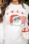 Multicolor Christmas Claus Graphic Top Plaid Pants Lounge Set-Loungewear-MomFashion