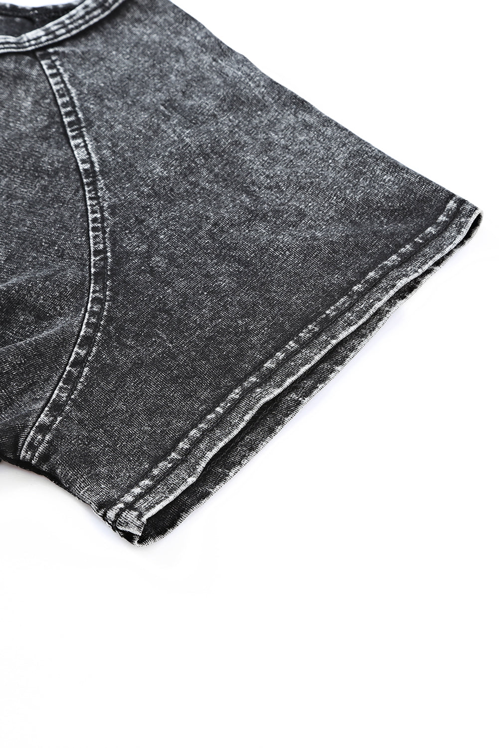 Black Acid Washed Short Lounge Set-Loungewear-MomFashion