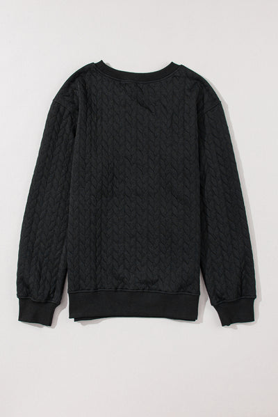 Black Merry And Bright Cable Knit Pullover Sweatshirt-Tops-MomFashion