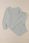 Gray Ultra Loose Textured 2pcs Slouchy Outfit-Loungewear-MomFashion