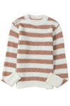 Brown Striped Round Neck Casual Sweater-Tops-MomFashion