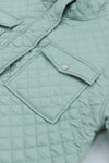 Green Quilted Pocketed Zip-up Cropped Jacket-Outerwear-MomFashion