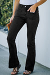 Black Vintage Casual Pocket Flared Jeans-Bottoms-MomFashion