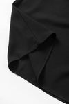 Black Roll Up Sleeve Stitching Detail Blouse-Tops-MomFashion