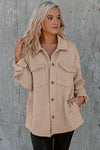 Khaki Retro Quilted Flap Pocket Button Shacket-Outerwear-MomFashion