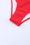 Red Scalloped Criss Cross High Waist Bikini-Swimwear-MomFashion