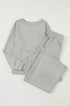 Gray Ultra Loose Textured 2pcs Slouchy Outfit-Loungewear-MomFashion