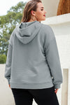 Gray Kangaroo Pockets Quilted Plus Size Hoodie-Plus Size-MomFashion