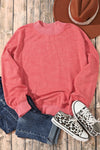 Drop Shoulder Crew Neck Pullover Sweatshirt-Tops-MomFashion