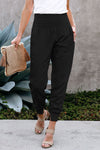 Black Pocketed Casual Joggers-Bottoms-MomFashion