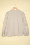 Billowed Sleeve Crew Neck Blouse-Tops-MomFashion