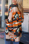 Orange Western Tribal Aztec Print Cardigan-Tops-MomFashion