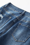 Blue Distressed Button Fly High Waist Skinny Jeans-Bottoms-MomFashion