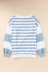 Stripe Drop Shoulder Striped Pullover Sweatshirt-Tops-MomFashion