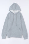 Gray Quilted Kangaroo Pocket Drawstring Hoodie-Tops-MomFashion