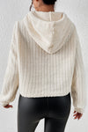 Beige Plush Textured Pullover Hoodie-Tops-MomFashion