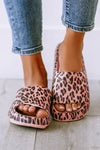 Pink Leopard Print Thick Sole Slip On Slippers-Shoes & Bags-MomFashion