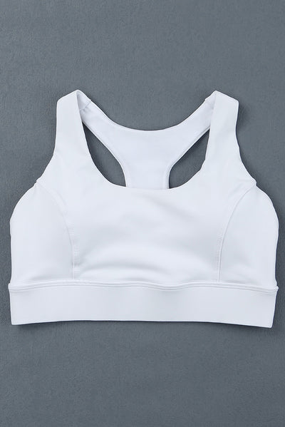 White Athletic Push Up Sports Bra-Activewear-MomFashion