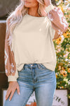 Apricot Western Print Patch Long Sleeve Top-Tops-MomFashion