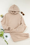 Pale Khaki Chunky Two-piece Hooded Sweatsuit-Loungewear-MomFashion