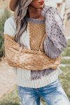 Brown Colorblock Mixed Textured Sweater-Tops-MomFashion