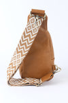 Brown Faux Leather Zipped Crossbody Chest Bag-Shoes & Bags-MomFashion