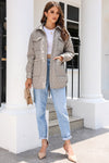 Beige 4 Big Pockets Quilted Button Down Puffer Coat-Outerwear-MomFashion