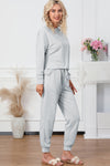 Gray Long Sleeve Pullover and Jogger Pants Lounge Set-Loungewear-MomFashion