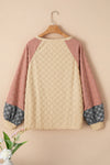 Parchment Colorblock Raglan Sleeve Textured Knit Top-Tops-MomFashion