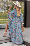 Paisley Printed Ruffle Trim Elegant Maxi Dress-Dresses-MomFashion