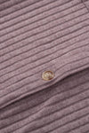 Purple Button Flap Pocket Ribbed Knit Shacket-Outerwear-MomFashion