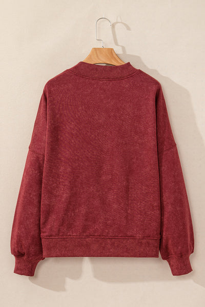 Red Dahlia Drop Shoulder Crew Neck Pullover Sweatshirt-Tops-MomFashion