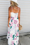 White Floral Twist Cutout Adjustable Straps Maxi Dress-Dresses-MomFashion