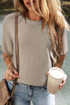 Apricot High Neck Short Bat Sleeve Sweater-Tops-MomFashion