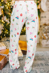 White Christmas Print Lapel Shirt and Pants Sleepwear-Loungewear & Sleepwear/Sleepwear-MomFashion