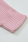 Pink Oversized Fold Over Sleeve Sweater Cardigan-Tops-MomFashion