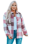 Plaid Color Block Buttoned Long Sleeve Jacket with Pocket-Outerwear-MomFashion