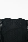 Black Frenchy Contrast Lace Bishop Sleeve Bodysuit-Tops-MomFashion