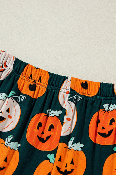 Orange Halloween Pattern Short Sleeve Shirt Pajama Set-Loungewear & Sleepwear/Sleepwear-MomFashion