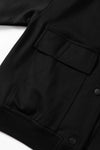 Black Big Pockets Baseball Collar Jacket-Outerwear-MomFashion